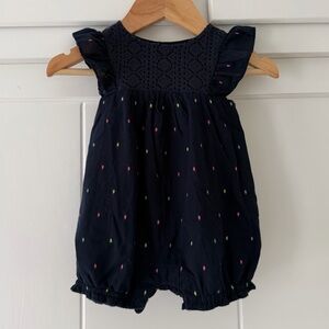 GAP- Navy Baby Romper with Multicolor Dot Embroidery
